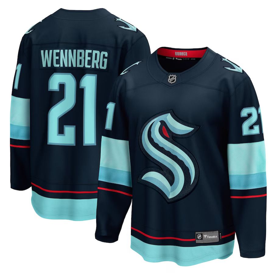 Men Seattle Kraken #21 Alexander Wennberg Fanatics Branded Navy Home Breakaway Player NHL Jersey